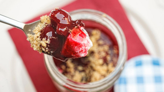 Nahaufnahme Rote Grütze Nahaufnahme Rote Grütze